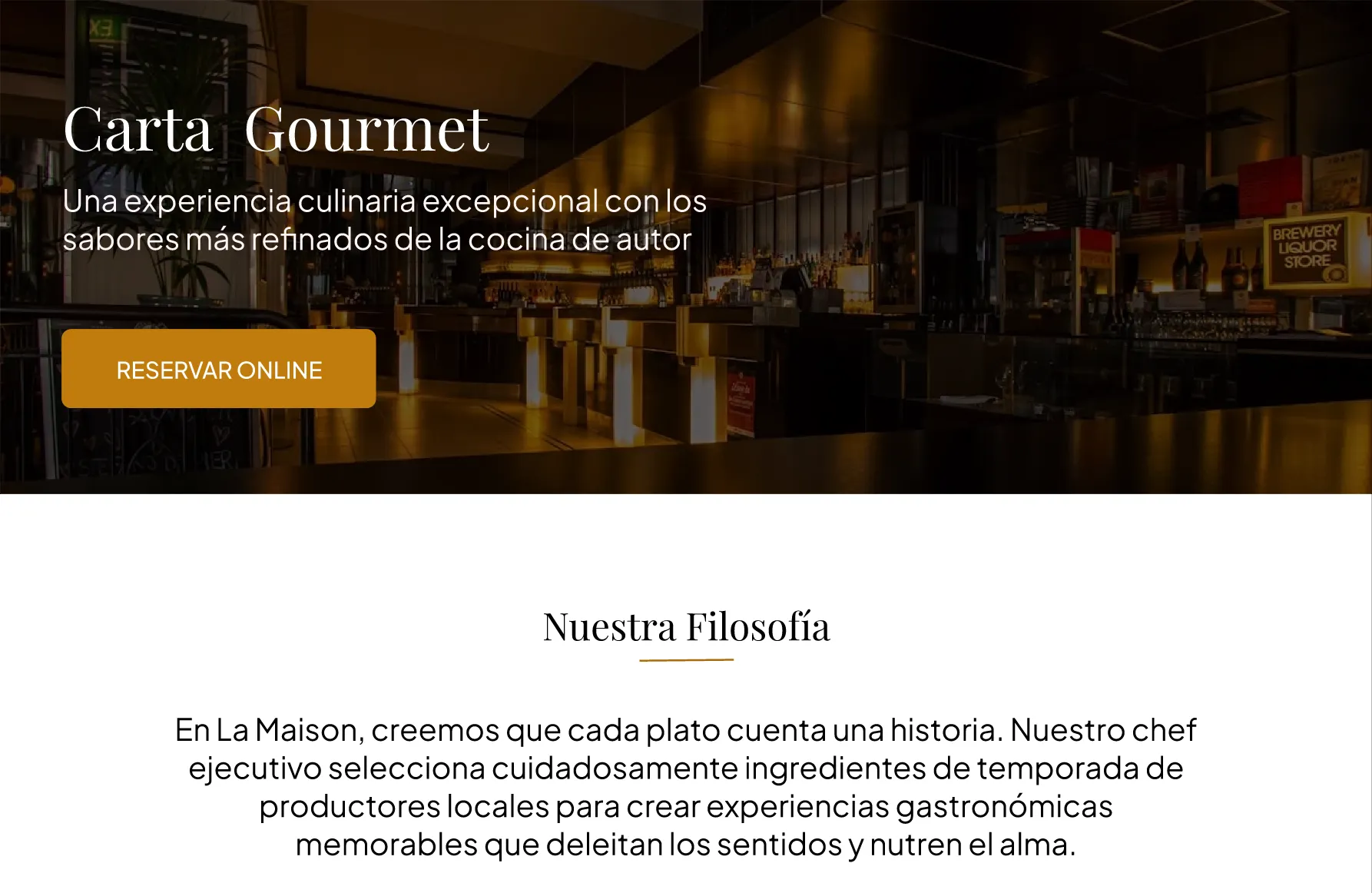Web design for a fine dining restaurant, focused on conversion through a prominent 'Book Online' button. The UI blends a sophisticated aesthetic with the brand's philosophy to create an immersive and elegant digital experience.